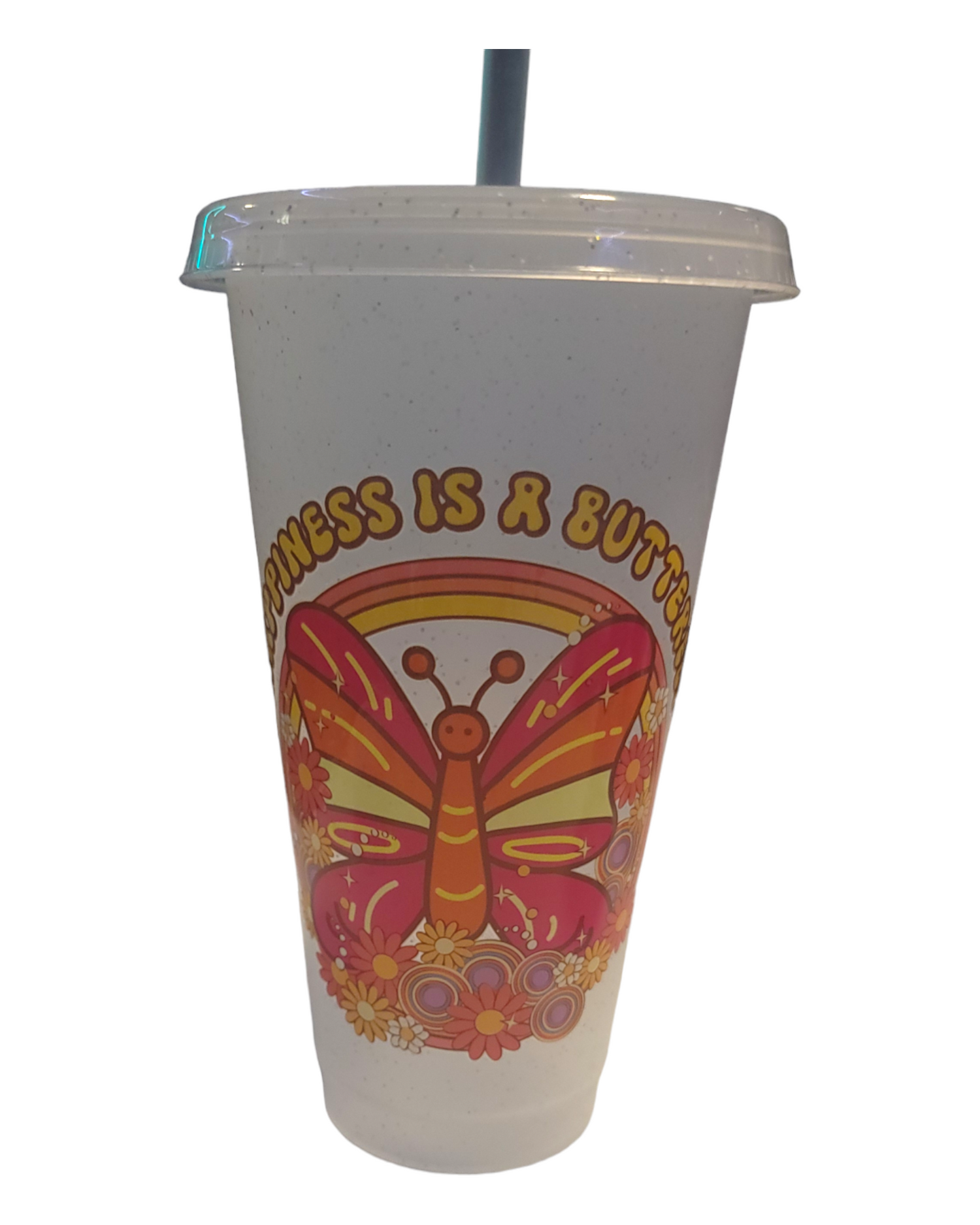 30OZ Reuseable Platic Cup with Lid and Straw
