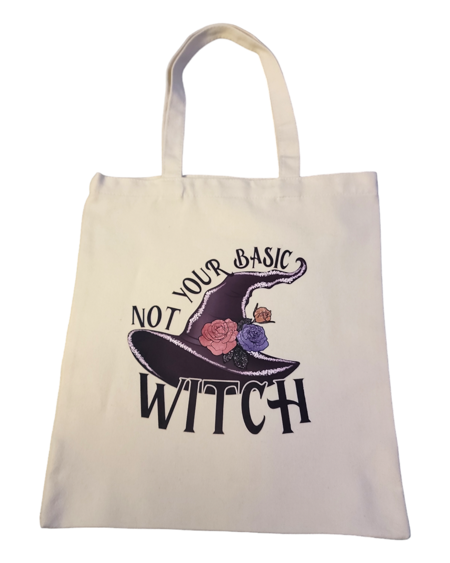 Not Your Basic Witch Large Canvas Tote Bag